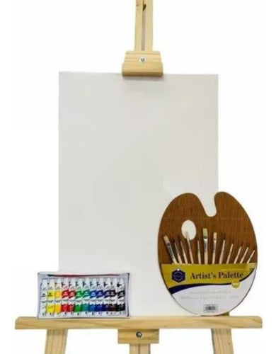 Professional Art Kit with Canvas Painting Easel 180cm Palette Brushes 0