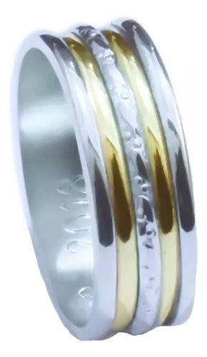 NIC JOYAS Individual Silver 925 and 18k Gold Ring 8mm Wide 0