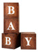 Cubo Marrón Letras Baby 4 Baby Shower Decoracion Tono Madera 0