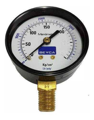 Beyca Manómetro 1 Kg Bar 15 Libras 100 Mm Rosca 1/2 Inferior 0