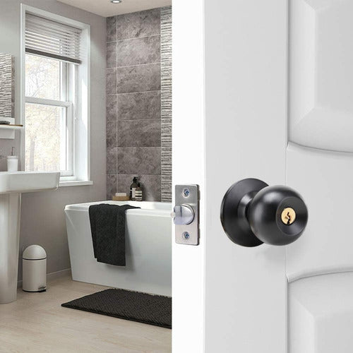 AristaUruguay Black Lacquered Steel Knob Lock with Key 2