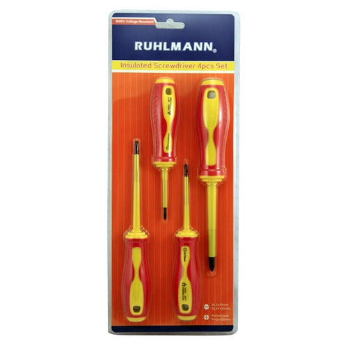 Ruhlmann Insulated Screwdriver Set Phillip and Flat 4 Pcs 0