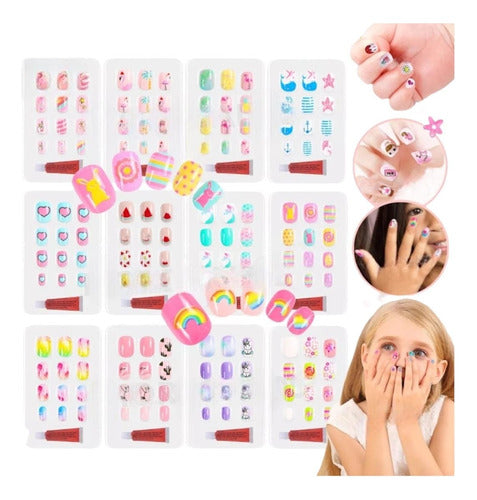 Beautifull Regalos X6 Kids Press-On Nails with Adhesive - Printed Designs 0