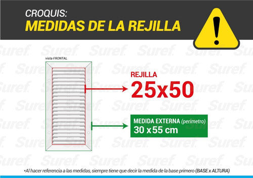 Rejilla De Ventilacion 25x50 Fija - Retorno / Extraccion 3