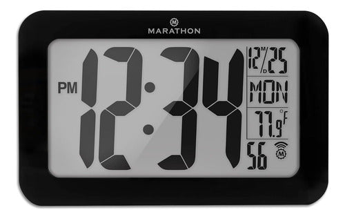 Marathon Reloj Pared Autoajustable Atómico Con Soporte Y 8 Horarias 0