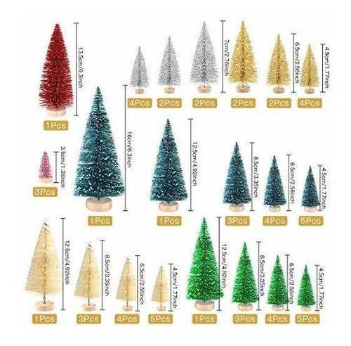 Kuuqa 60 Mini Christmas Trees in 7 Colors and 8 Sizes 1