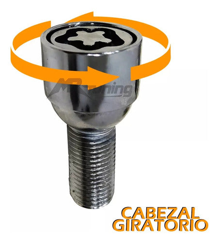 Vexo Bulones Tuercas Antirrobo VW Amarok Cabeza Giratoria Cromada 1