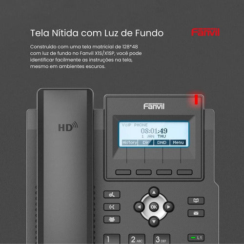 Telefone Ip X1s 2 Linhas Sip Fast Ethernet Sem Poe Com Fonte 3