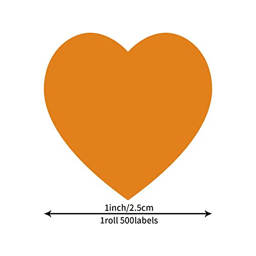 Meitaat Orange Heart Stickers Roll 500pcs 4