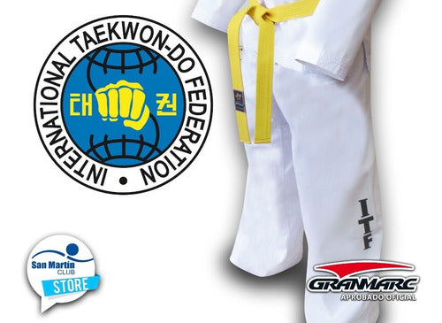 Taekwondo Uniform Dobok Granmarc Homologated ITF Official with White Belt 4
