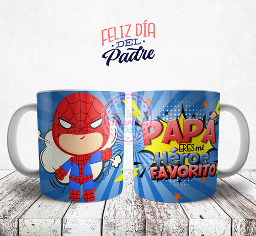 Plantillas Tazas Día Del Padre Super Papá Superheroe Sublima 7