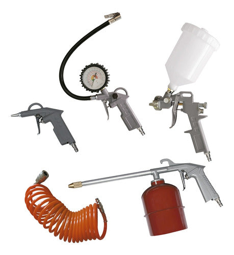 Omaha Gravity Air Compressor Kit Set 5 Pcs Painting Gun 0