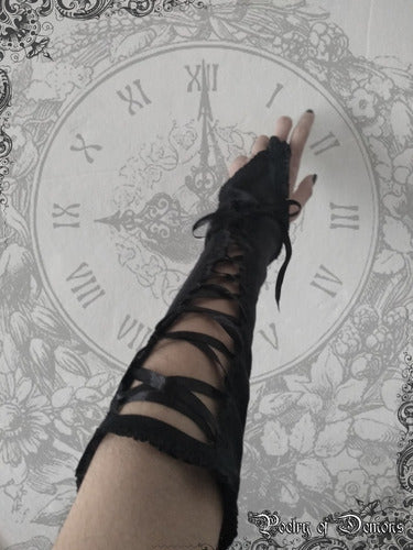 Velvet Gloves with Gothic Punk Rock Lacing 0