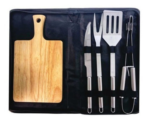 AIHD Set De Asado Parrilla Asador Parrillero Con Estuche 5 Piezas 0