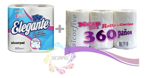 Elegante Paper Towel 4x30m + Kitchen Roll Pack 1