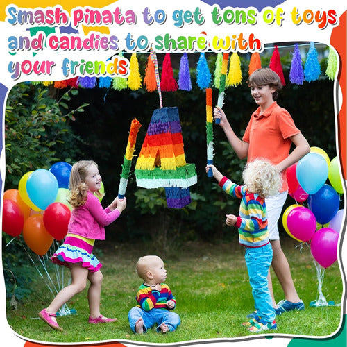 Lenwen Rainbow Piñata Set with 366 Meters Length, Multicolor 4