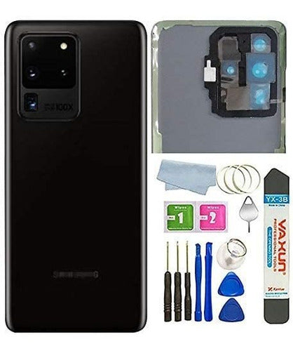 Samsung Galaxy S20 Ultra Back Glass Cover Waterproof Housing Door with Camera Glass Lens and Tape Parts Replacement - Black 0