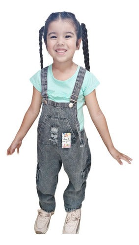 EleGhante Baby Denim Overall Jumpsuit with Rips 0