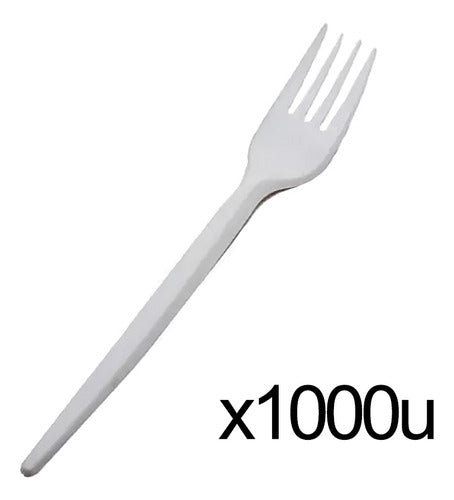 AYF Plasticos White Disposable Forks x1000 U 1