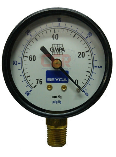 Beyca Vacuómetro 100mm Rosca 1/2 Inf. Para Gas -76cm/hg 0