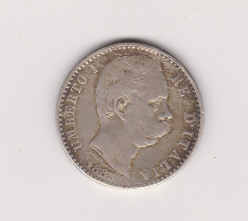 Moneda Italia 2 Liras Año 1883 Plata Muy Bueno Raspado Canto 0