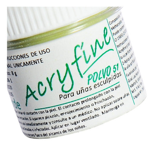 Acryfine Polimero Construcción Uñas Esculpidas Verde 8gr 2