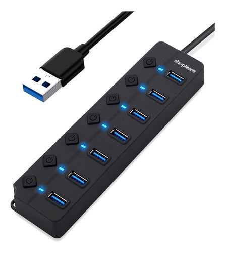 Concentrador Usb 3.0 De 7 Puertos Con Interruptores De Alime 0