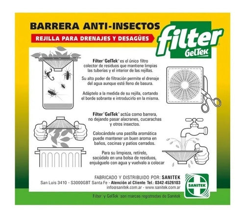 Filtro Rejilla Anti Insectos Alacrán Cucarachas 8x8  Geltek 5