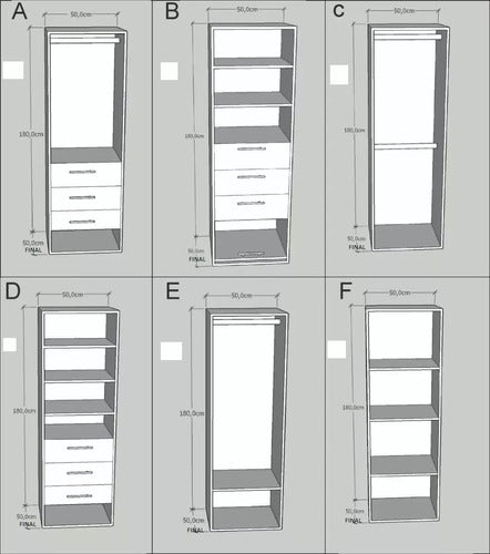 Deco Melamina Modulo Vestidor, Placard 50cm Ancho, Arme Su Propio Vestidor 1