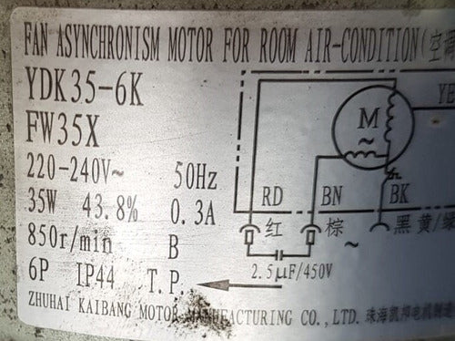 Motor Fan 35w  Ydk35-6k Unidad Exterior Aire Acondicionado 0