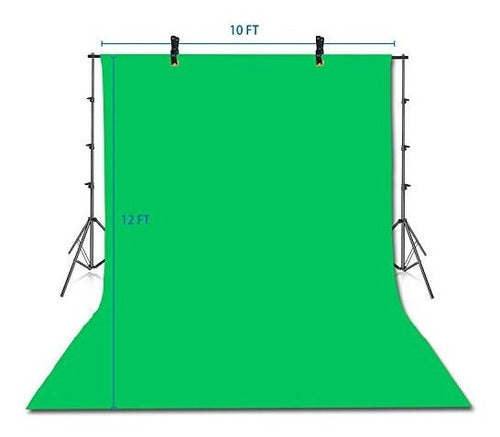 Emart Photography 85x10ft Background Support Kit with Green Chromakey Muslin Screen 1