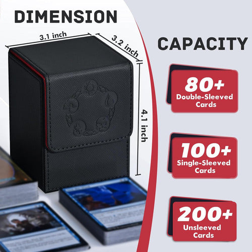 Caja De Cartas De Lujo Con 2 Divisores, Negro Y Rojo 1