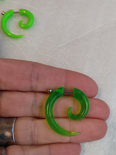 Acrylic Steel Spiral Fake Expander Horn Earrings Piercing 3-4 cm 73