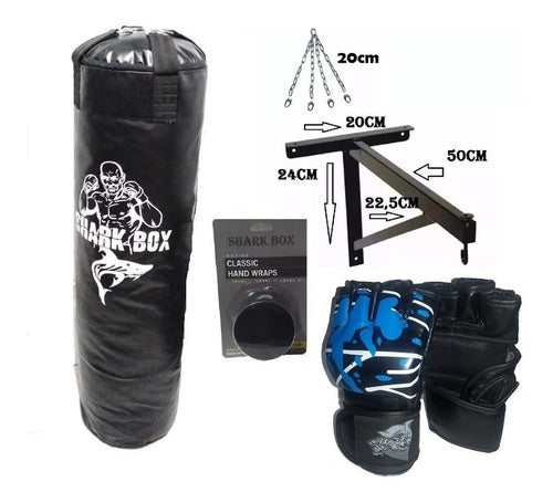 Boxing Kit, 1.50m Bag with Filling+Chains+Gloves+Wraps 19