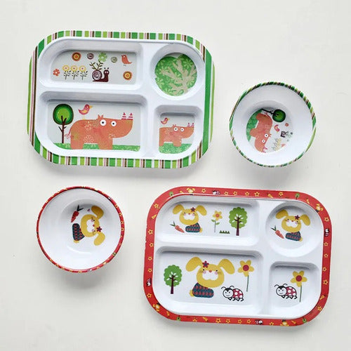 Fancy House Baby Dinner Set 4 Pcs - Plate + Bowl + Cutlery 5