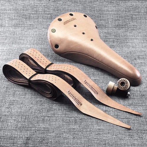 Leather Bicycle Saddle + Straps for Fixie Fixed Gear Racing 1