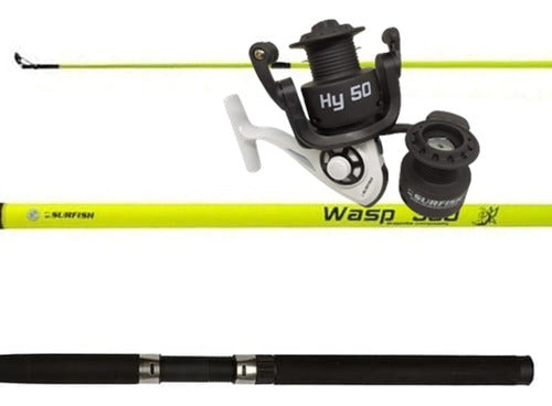 Surfish Combo Variada Caña Surfish Wasp 2.40 Mts + Reel Surfish Hy 5 0