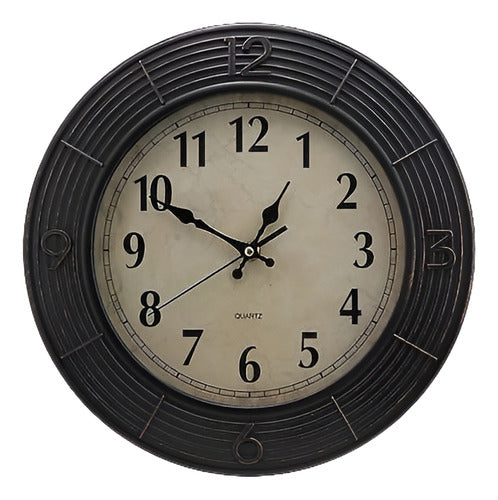 Oscuro Marrón 30cm Redondo Reloj De Pared Rústico De Anillos 0