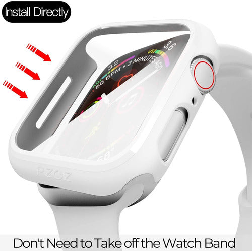 Pzoz Compatible for Apple Watch Series 6/5/4/SE 40mm Case with Screen Protector - White 2