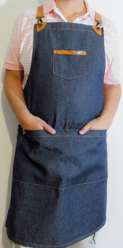 Unisex Jean and Leather Apron for Bar Chef Catering Events 0