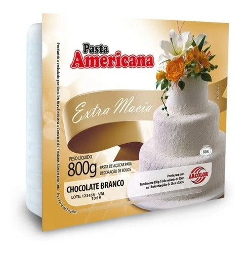 Kit 6 Pasta Americana Chocolate Branco Arcolor 800gr 0