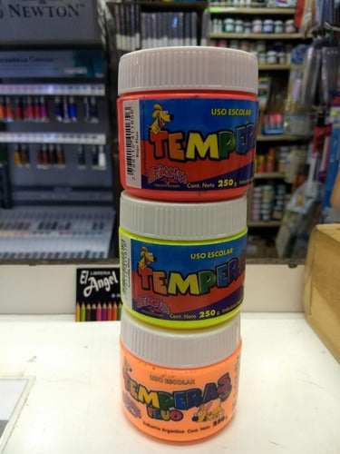 12 Temperas Fluo Pote 250 Ml Varios Colores Temple 1