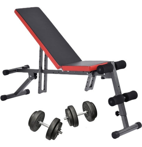 The Fitness Company Weight Bench & Abdominal Bench + Dumbbells + 20kg 0