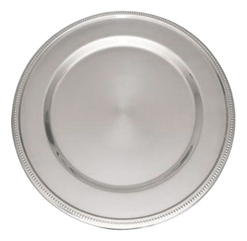 Kit De Sousplat Em Aço Inox Borda Decorada 4 Peças 1