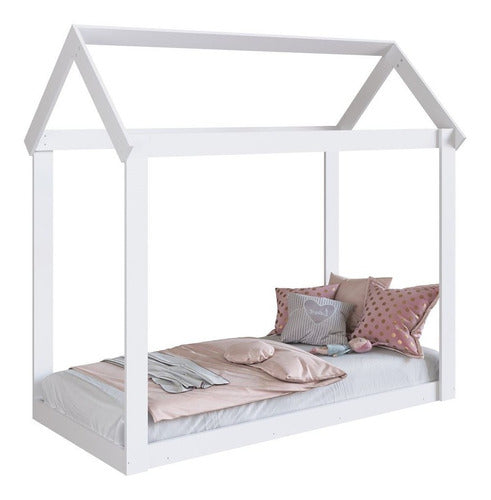 Delta Mini Cama Infantil Casita Con Techo Para Colchón 150x70cm 0