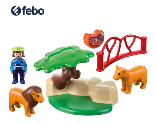 Recinto De Leones Playmobil 1 2 3 Para Niños Febo 1