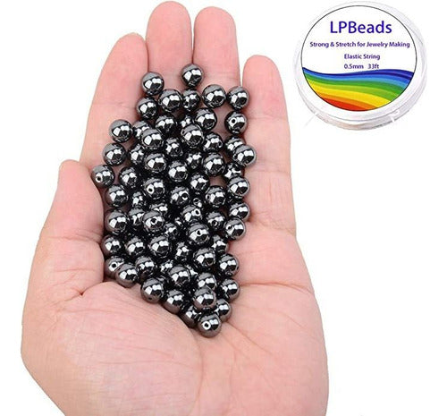 LPBeads Loose Beads 0.315 Inches/8mm Natural Stone Hematite 1