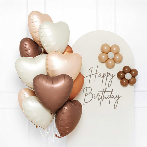 10 Globos Corazones Mate Color Retro Nude Crema Marron 3