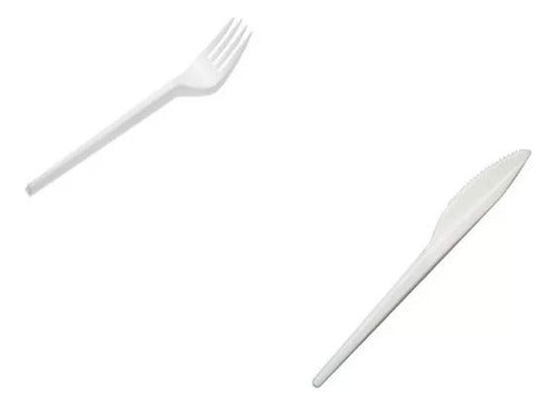 Koval White Plastic Forks + White Plastic Knives 50 C/u 0