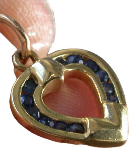 Luli Colgante Dije Corazon Oro 18k Zafiro Azul Legiti Oferta 0